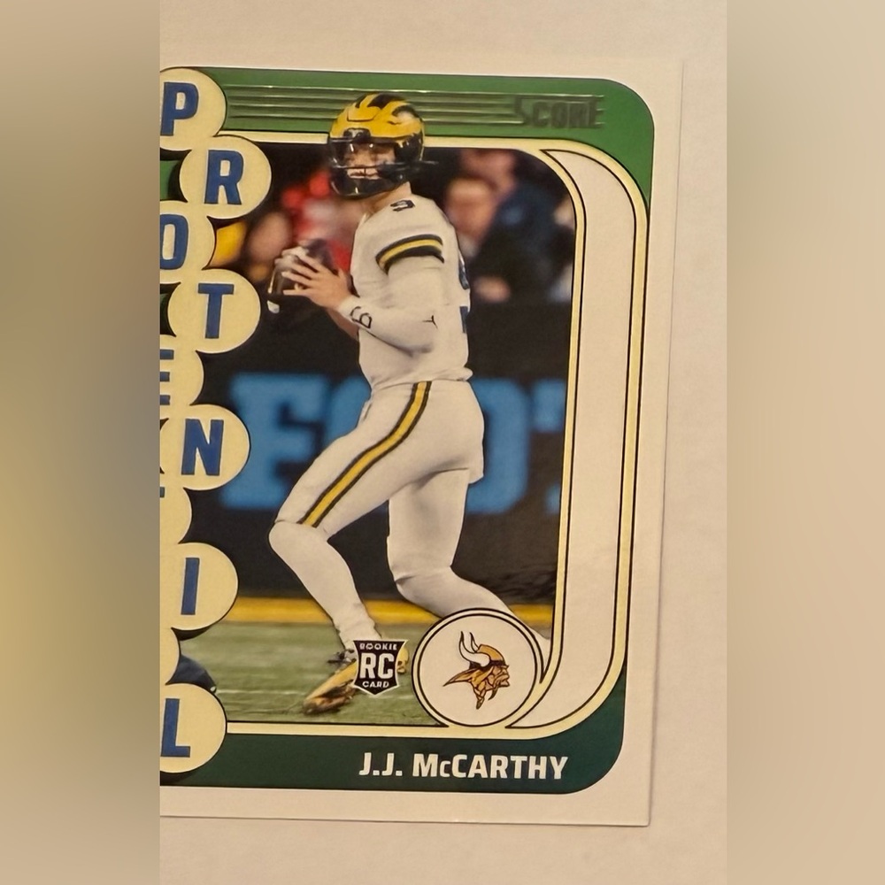2024 Panini -Protential Score J.J. McCarthy Rookie Card # 10 - Picture 5 of 8